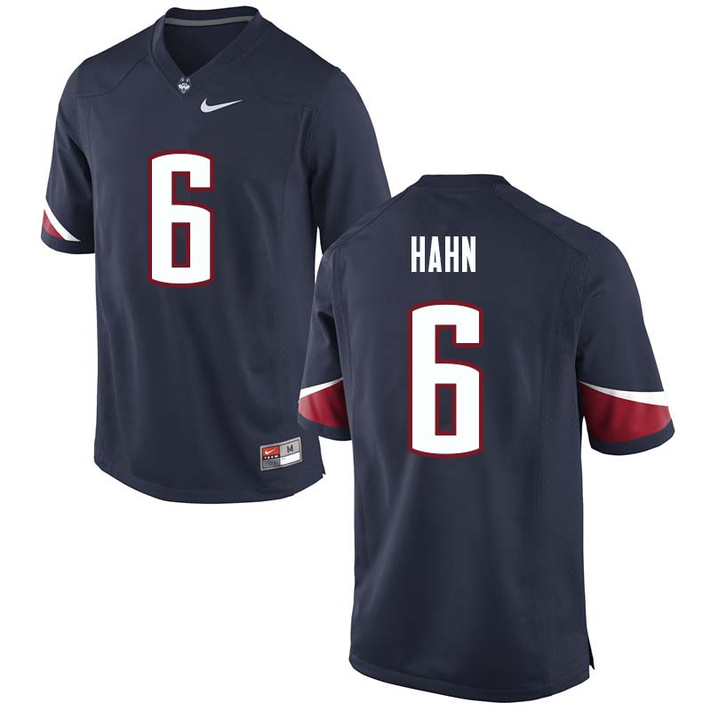 Men's #6 Eddie Hahn Uconn Huskies College Football Jerseys Sale-Navy
